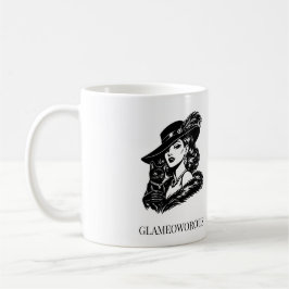 Mug Glam Woman with Cat Fashion Illustration