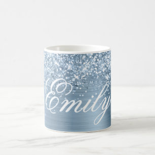 Mug Glitterie personnalisée Foil bleu clair