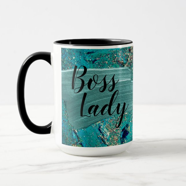 Mug Glittery Aqua Peinture Strots Boss Lady (Gauche)