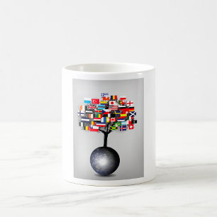 Mug Globe Terrestre Avec Drapeaux D'arbre