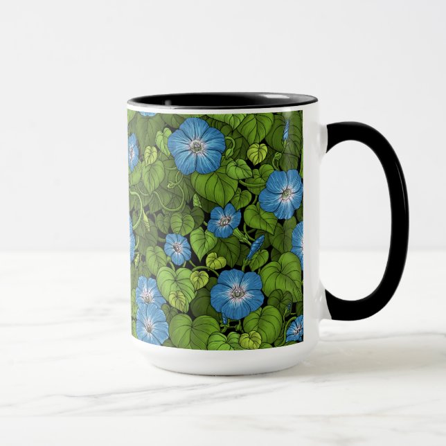 Mug Gloire du matin en bleu et vert (Droite)