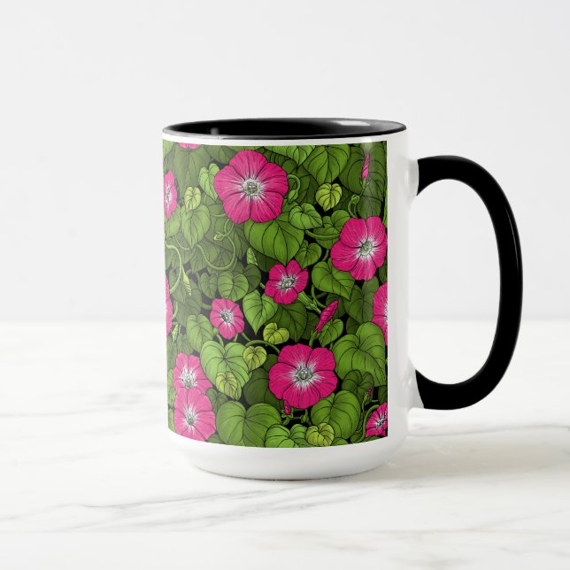 Mug Gloire du matin en rose et vert (Droite)