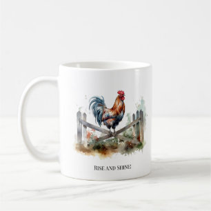 Mug Gloire du matin : Rooster d'aquarelle, coutume