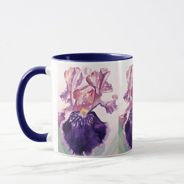 Mug Glorioues Purple Iris Aquarelle Peinture (Gauche)