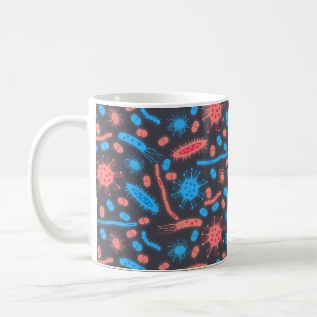 Mug Glowing Bacteria Microorganism pink blue (Gauche)