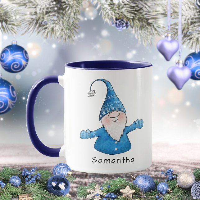 Mug Gnome Cute Custom Blue Noël (Créateur téléchargé)