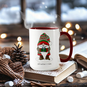 Mug Gnome de Noël Cosy Rouge Vert Hiver Mignon