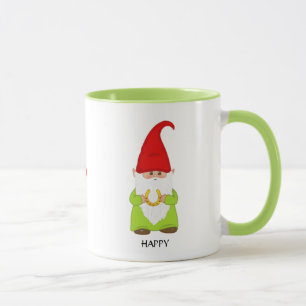 Mug Gnome mignonne habillé en vert avec fer à cheval