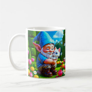 Mug Gnome qui étreint un chat