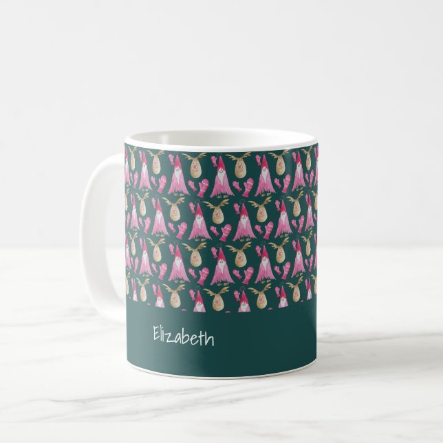 Mug Gnomes Et Rennes De Noël Avec Gants (Devant gauche)