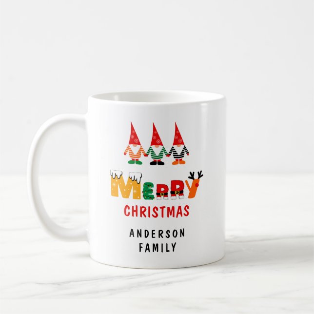 Mug Gnomes Whimsical Jouer Polices & Nom Noël (Gauche)