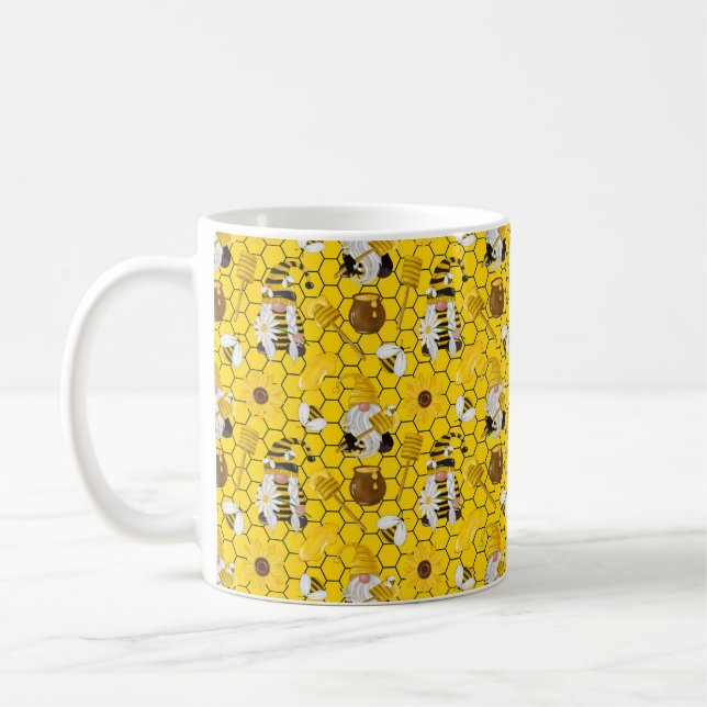 Mug Gnomes Yellow Sunflower Bees Miel (Gauche)