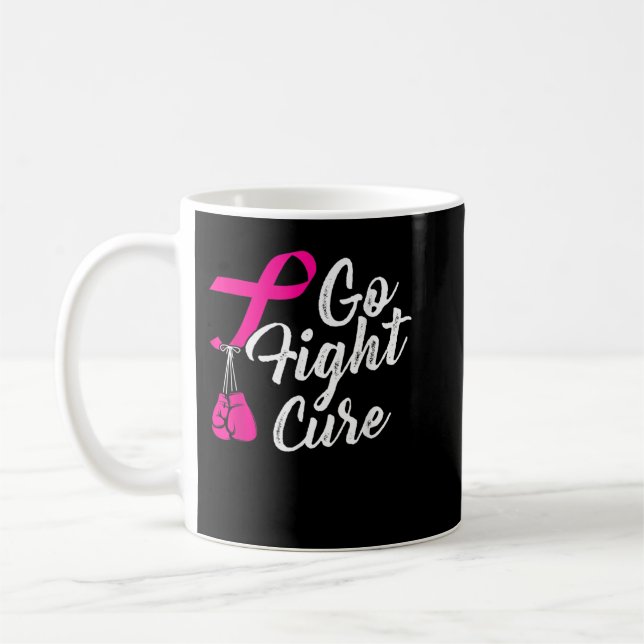 Mug Go Fight Cure Pink Ribbon Breast Cancer Fighter Bo (Gauche)