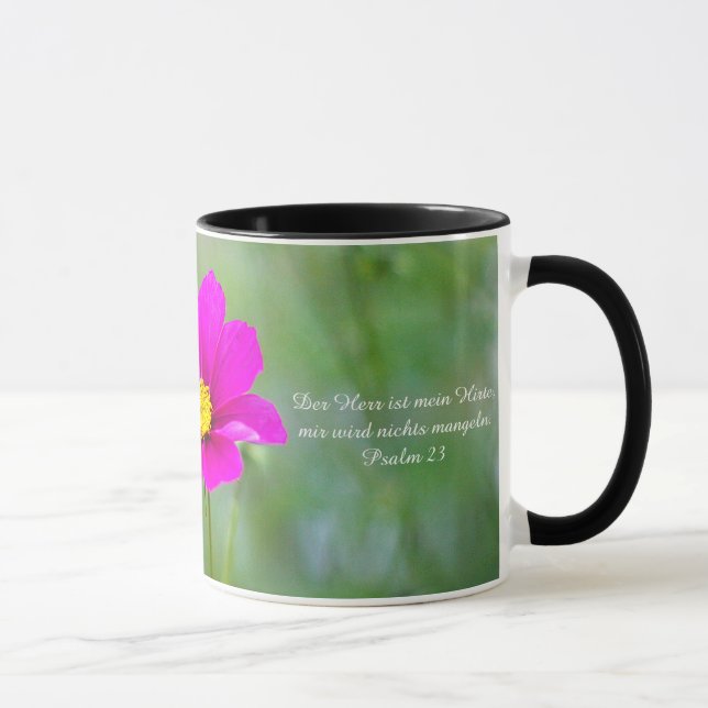 Mug Gobelet avec la fleur de Cosmea et le psaume (Droite)