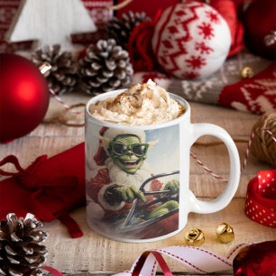 Mug Gobelin vert de Noël #2 en motoneige