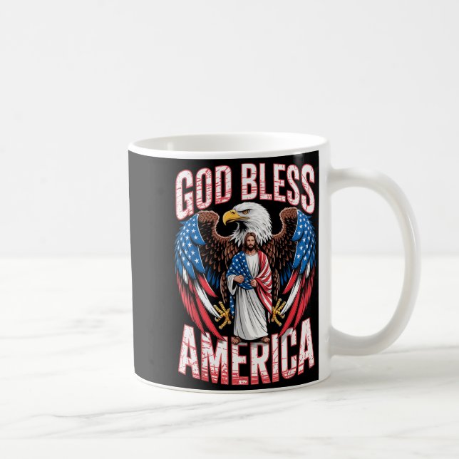 Mug God Bless America Flag Jesus Christian Eagle Patri (Droite)
