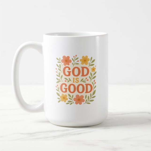Mug God Is Good Floral Christian Faith Quote (Gauche)