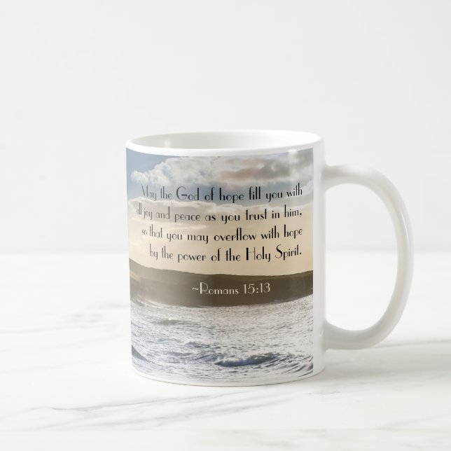 Mug God of Hope, Romans 15:13 Bible Vers, Irish Coast (Droite)