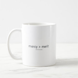 Mug God's mercy over merit believers Christian