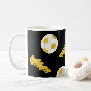 Mug Gold Elegant Classic Soccer Nettoie Ball Black