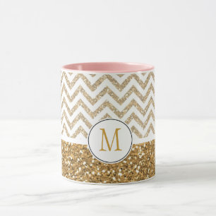 Mug Gold Glam Faux Parties scintillant Chevron