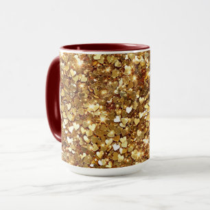 Mug Gold Glitzy Glam Sparkle Hearts