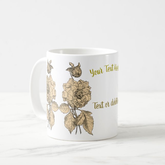 Mug Gold Peony personnalisé (Devant gauche)