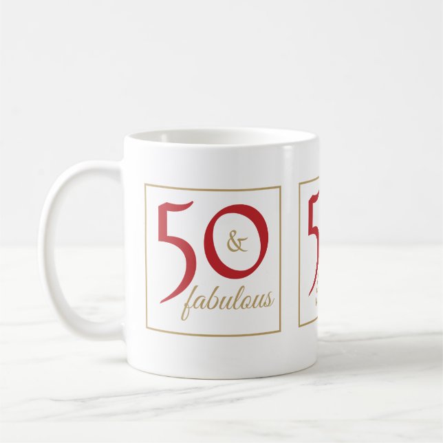 Mug Gold Red 50 & Fabuleux anniversaire (Gauche)
