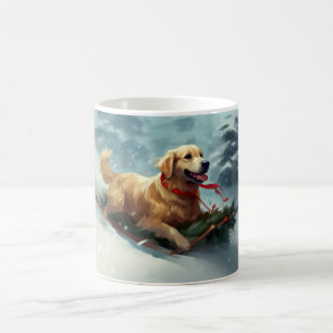 Mug Golden Retriers Noël neige hiver