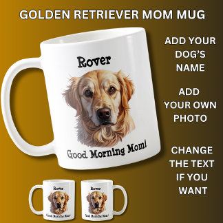 Mug Golden Retriever, Ajouter le nom du chien, Changer
