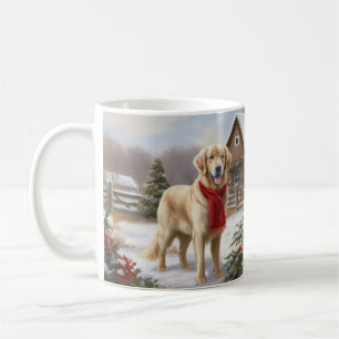 Mug Golden Retriever Dog in Snow Christmas