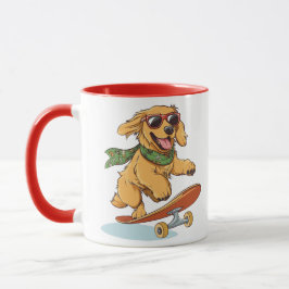 Mug Golden Retriever Dog Skateboarding
