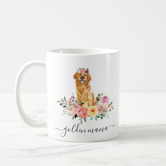 Mug Golden Retriever Maman Floral  (Gauche)