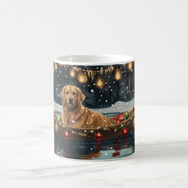 Mug Golden Retriever Noël Festive Voyage (Centre)