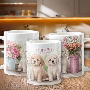 Mug Golden Retriever Puppies Love You Maman Fête des m