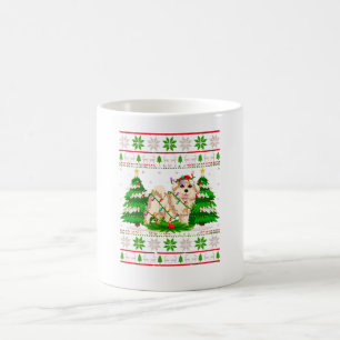 Mug Goldendoodle Chien de Noël Lumières Arbre