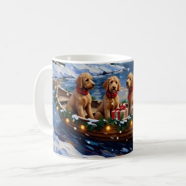 Mug Goldendoodle Christmas Boat Holiday (Devant gauche)