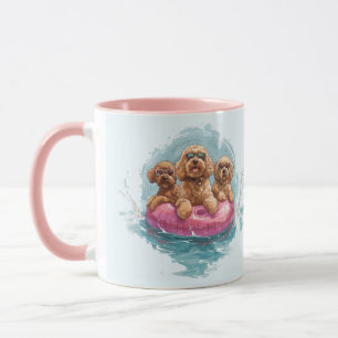 Mug Goldendoodle Dogs Summer Pineappy Pool Flotte