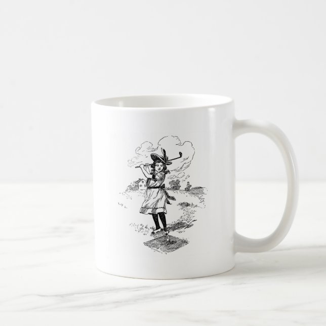 Mug Golf Girl Golfing Art Vintage (Droite)