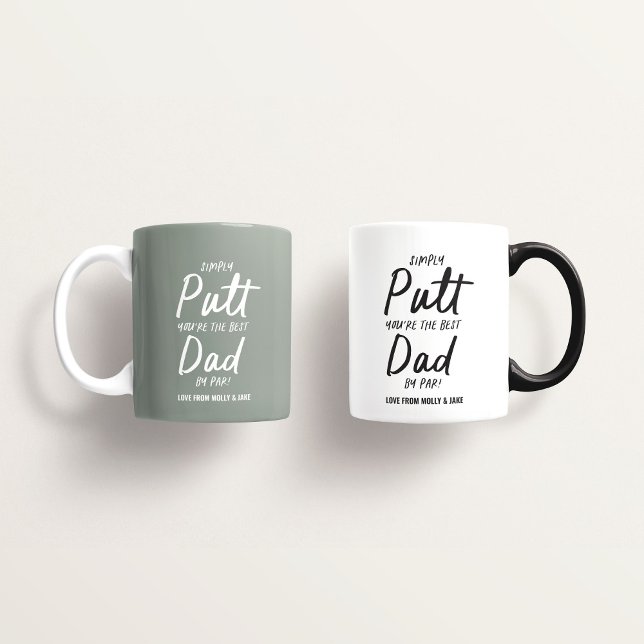 Mug Golf papa moderne kaki vert typographie drôle chic (Créateur téléchargé)