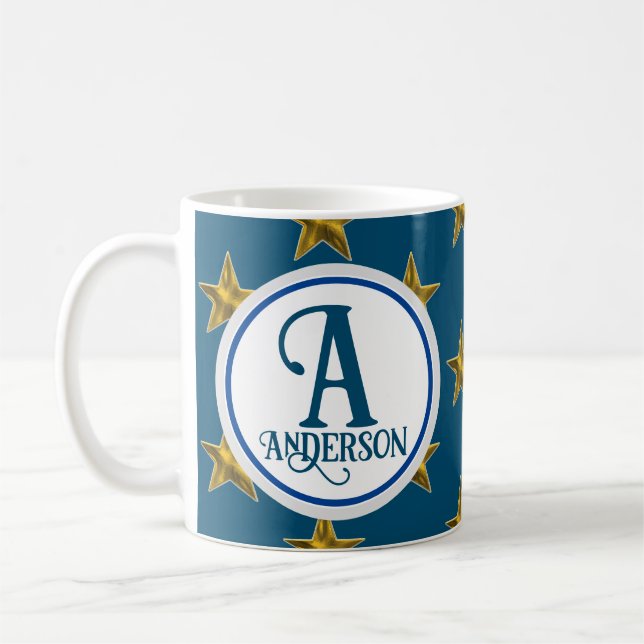 Mug Golf Star Monogramme Lettre de nom de famille Naut (Gauche)