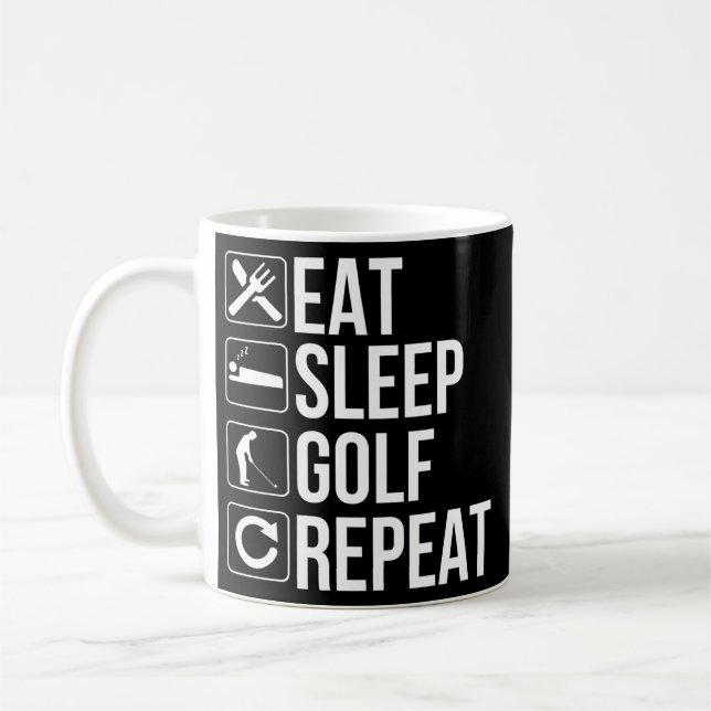 Mug Golfer Funny Cadeau Mange Sommeil Golf Répéter  (Gauche)
