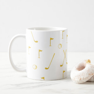Mug Golfeur Motif Élégant Blanc Et Or
