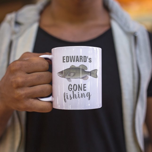 Mug Gone Fishing Basse Poisson Moderne Pêcheur Cute (Créateur téléchargé)