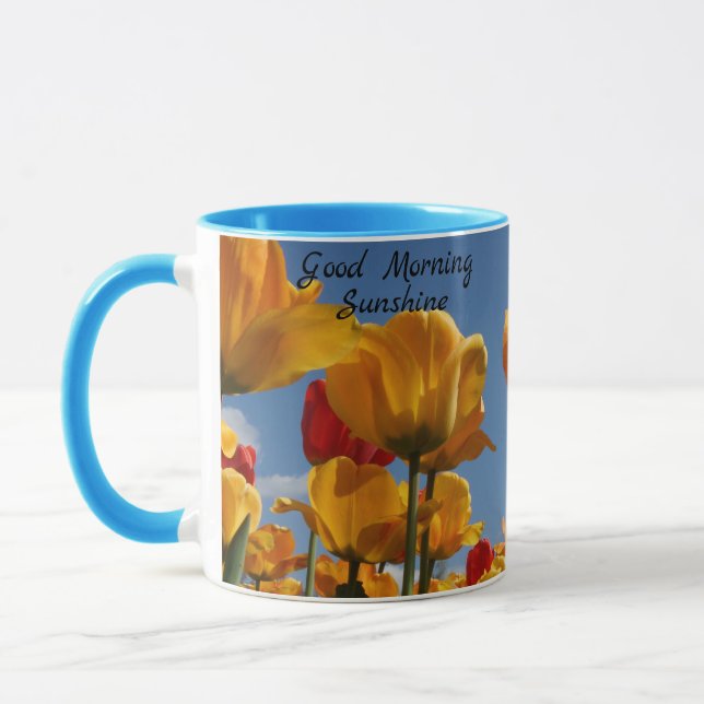 Mug Good Morning Sunshine Tulips Blue Sky Coffee cadea (Gauche)
