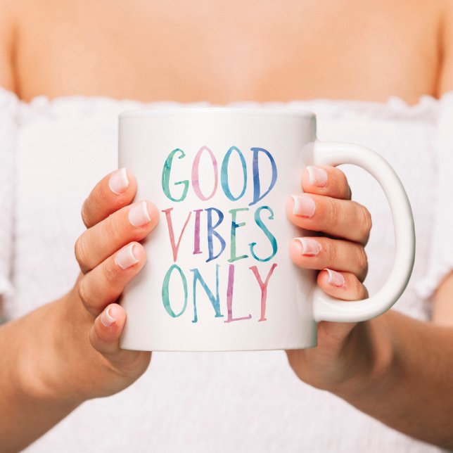 Mug Good Vibes uniquement - Typographie couleur aquare (Créateur téléchargé)