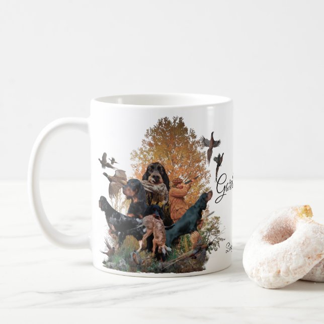 Mug Gordon Setter, saison de chasse Wood Wall Art (Avec donut)