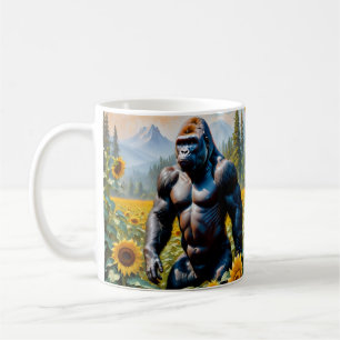 Mug Gorille Ape Dans Un Champ De Tournesol