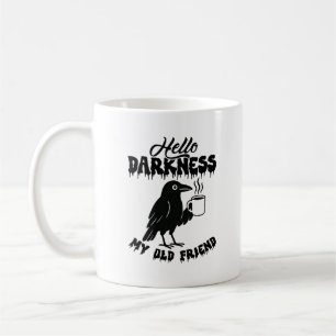 Mug Goth Crow Coffee "Bonjour les Ténèbres" Art