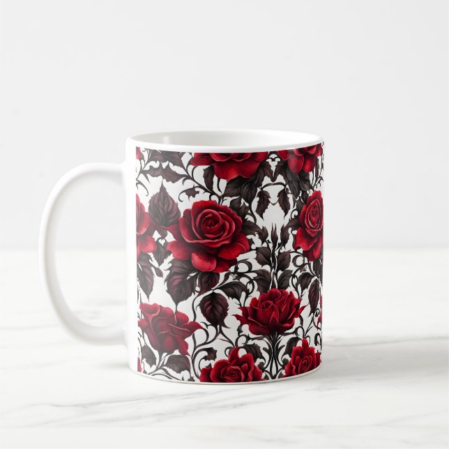 Mug Goth Red Roses sur Arrière - plan blanc #2 (Gauche)